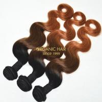 Colored human hair weave extensions